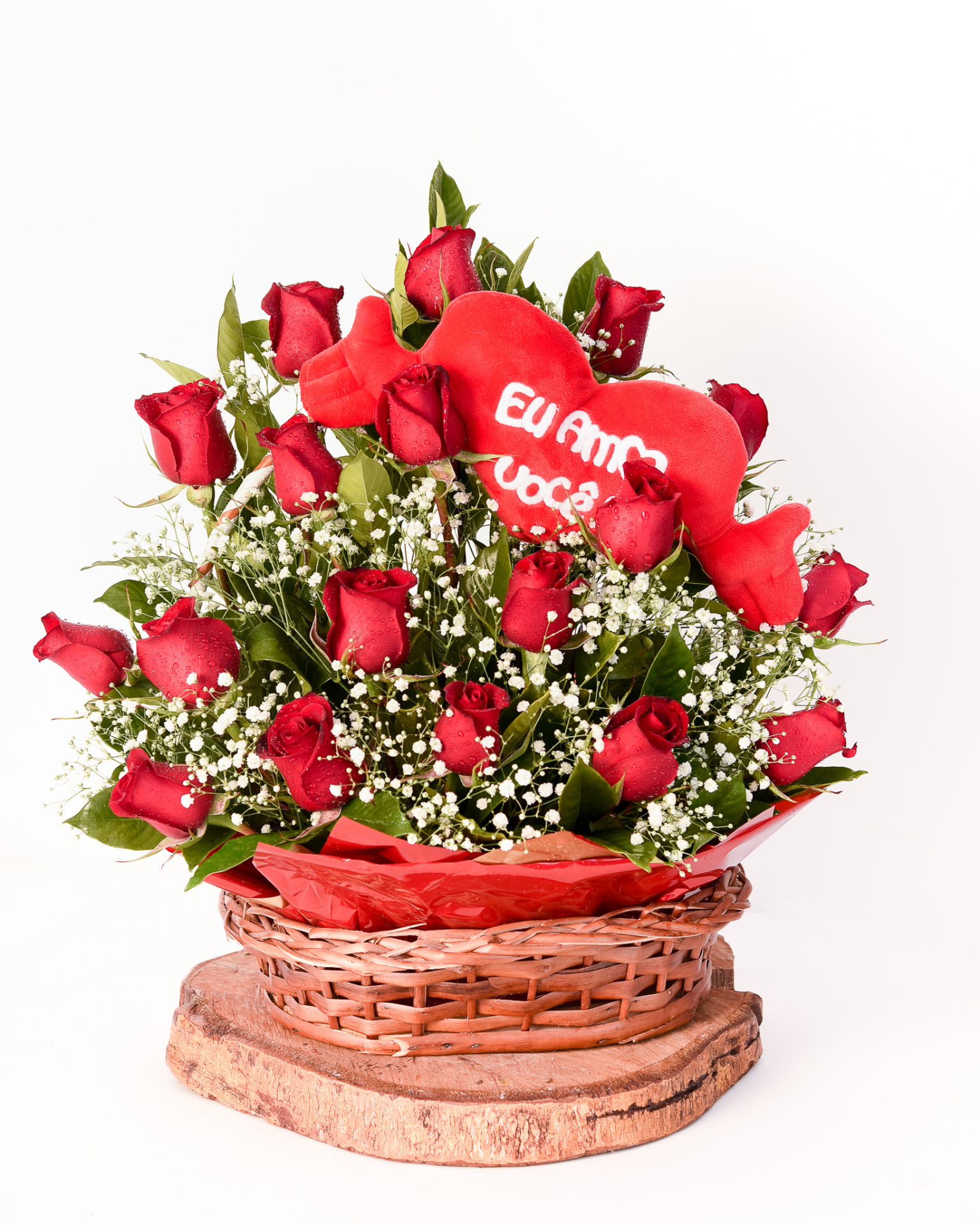 Arranjo Especial 04 — Rosas com Coração Eu Amo Você